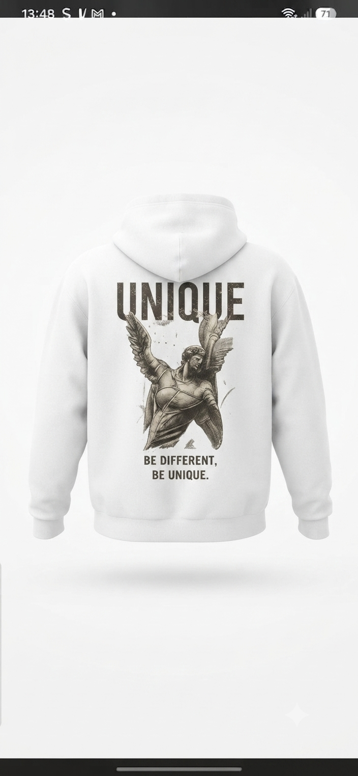 Felpa con Cappuccio "Unique" - Edizione Limitata (Bianca)