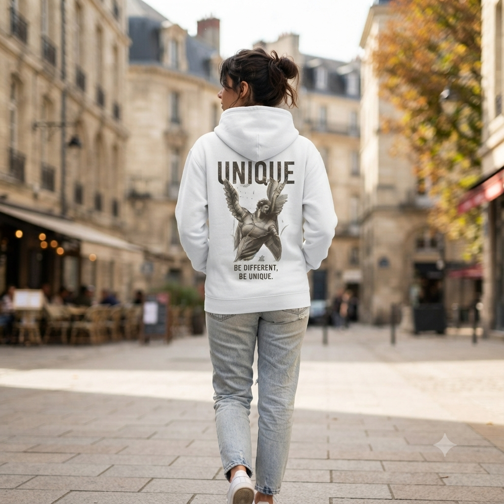 Felpa con Cappuccio "Unique" - Edizione Limitata (Bianca)